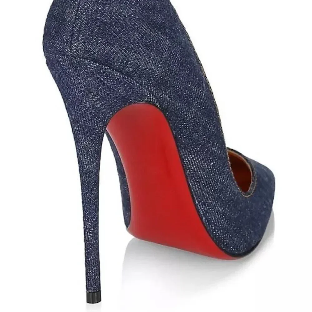 Christian Louboutin So Kate 120 leather pointed toe pumps Blue Denim Gold 36 - Picture 8 of 10